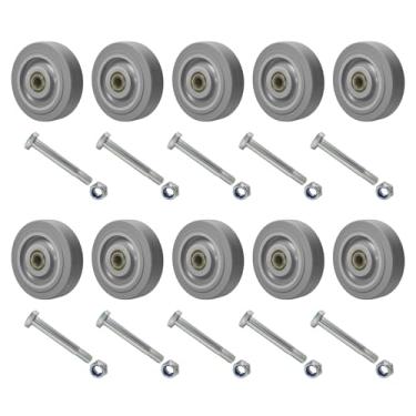 Imagem de NINOSO Rodas giratórias de 10 cm, rodas de borracha sem marcação de eixo de 0,9 cm para móveis de carrinho, conjunto de 4 rodas industriais com capacidade de 544 kg (4 rodas)