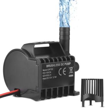 Imagem de aqxreight Bomba de água Submersível, Mini Bomba de Fonte 12V 500L/H Com Elevador de 4,9 Pés e Base de Ventosa, para Tanque de Peixes, Aquário, Lago, Animal de Estimação, Resfriamento de água (QR75E)