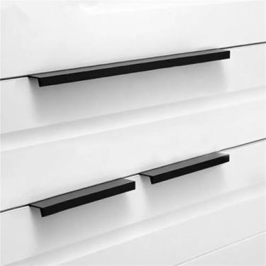 Imagem de Puxadores de gaveta de armário preto prata laranja ouro alças ocultas aço inoxidável armário de cozinha móveis ferragens 1 peça (comprimento ouro 120 mm)