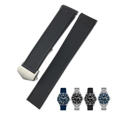 Imagem de FFHAO Pulseira esportiva de borracha natural de 20 mm e 22 mm, para TAG Watch Heuer Aquaracer 300 500 pulseira esportiva (prata preta, 20 mm (mostrador de 41 mm))