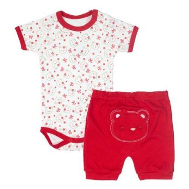 Imagem de Conjunto vermelho 2 peças em suedine bordado - Loja Era Uma Vez, M