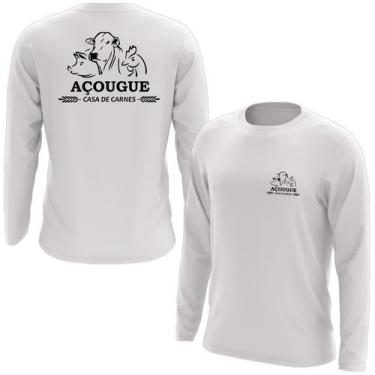 Imagem de Camiseta Manga Longa Açougue - Estampa Norte, G2, Verde