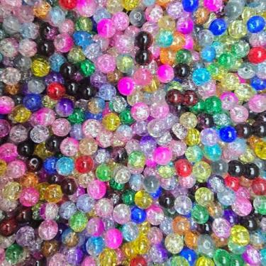 Imagem de DandS ltd Contas de vidro Crackle Lampwork para fabricação de joias, pulseiras mistas e vibrantes, colares, brincos, suprimentos de miçangas e kits de artesanato para joias artesanais, 80 peças de 10
