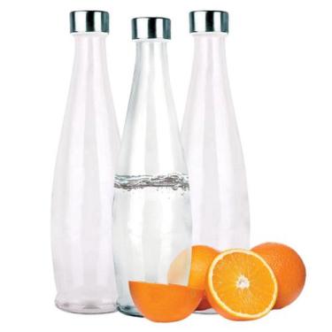 Imagem de Kit 3 Garrafas Vidro Acqua Transparente 1 Litro Com Tampa - Tuut - Yan