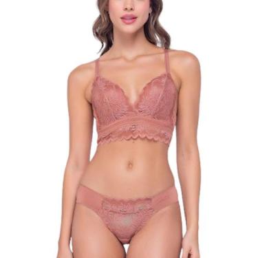 Imagem de Conjunto Lingerie de Luxo Sensual Renda Cropped Feminino - Mi Amore, S