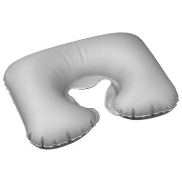 Imagem de Almofada de Pescoço Ergonômica Inflável para Viagem - Beniq, Cinza