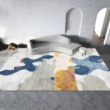 Imagem de Tapete decorativo abstrato para sala de estar, decoração simples, tapete para quarto, antiderrapante, fácil de limpar, tapete para mesa de centro (180x200cm 71x78,7in/Sem fiapos4)