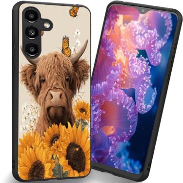 Imagem de RUUHLJLET Projetada para Samsung Galaxy S26 5G de 6,3 polegadas, capa fosca macia oferece proteção total (vaca highland girassol)