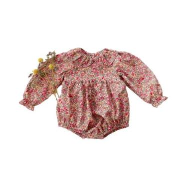 Imagem de Macacão floral vintage para meninas, roupas de primavera para festa de