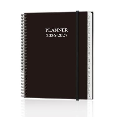 Imagem de Agenda 2026-2027 - Agenda 2026 2027 semanal e mensal de julho de 2026 a junho de 2027, com bolso interno, faixa elástica, 21,6 cm x 28 cm, preta
