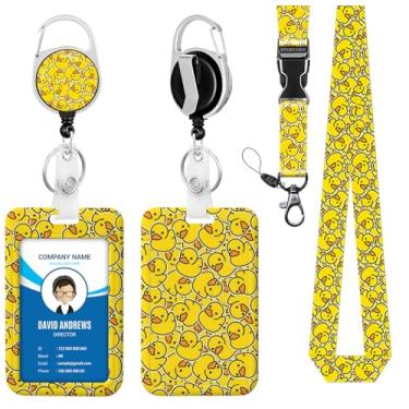 Imagem de Cordão para crachá de identidade, carretel de crachá, pato, para homens, mulheres, fofo, enfermeira, professor, nome, etiqueta, clipe retrátil, chaveiro resistente, trabalho, escritório, presentes