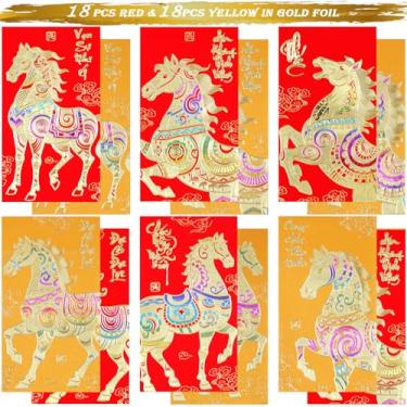 Imagem de Envelopes vermelhos vietnamitas chineses asiáticos vietnamitas ano novo lunar dinheiro da sorte envelope vermelho bolso ano do cavalo 2026 decorações envelopes vermelhos Li Xi para dinheiro vermelho e