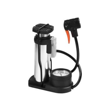 Imagem de Mini bomba de pé de bicicleta 140PSI válvula de pneu de bicicleta bomba de piso acessórios de bicicleta MTB (prata)