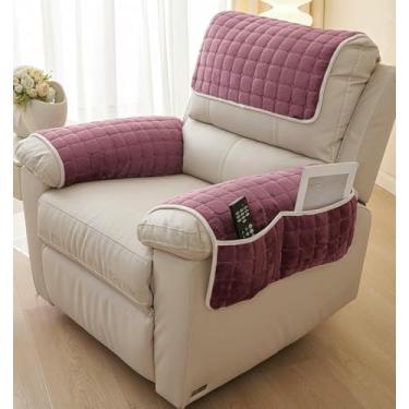 Imagem de Conjunto de 3/4/5 peças de capas antiderrapantes para poltronas reclináveis, sofás e poltronas em flanela macia para proteção dos braços.