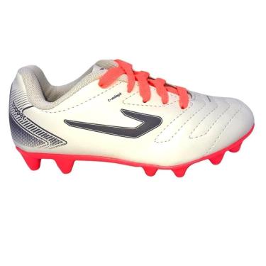 Imagem de Chuteira Topper Campo VII Branco Com Cinza e Coral - 41183-Masculino