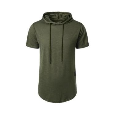 Imagem de Camiseta Masculina Leve Com Capuz Para O Verão, Cor Sólida, Respirável