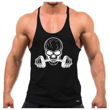 Imagem de Camiseta Regata Cavada Masculino Academia Treino Caveira Musculação - 