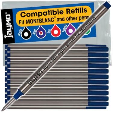 Imagem de Jaymo Substituição para Montblanc 105159 – Mede 113 mm de comprimento – Refil de caneta esferográfica – 24 azul