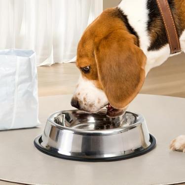 Imagem de Tigelas de aço inoxidável para cães – Pratos de água empilháveis antiderrapantes para cães grandes, médios e pequenos e gatos