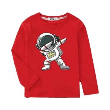 Imagem de Camiseta De Algodão Infantil Com Desenho De Astronauta, Manga Comprida