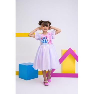 Imagem de Vestido Tematicos Ysa Kids Lilo Stitch Rosa Bebe com Led, Rosa, 3