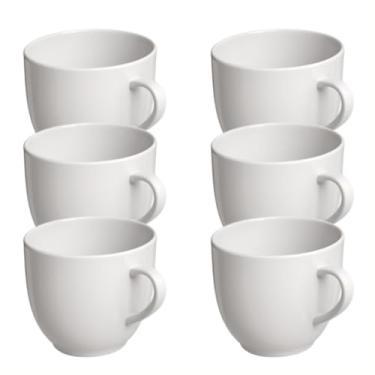 Imagem de Conjunto de 6 xícaras de porcelana lisa, xícaras de chá, xícaras de café e canecas/leite, com capacidade de 170 ml cada. (Branca)