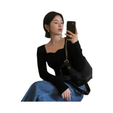 Imagem de Suéteres Femininos Vintage De Tricô Sólido, Ajuste Slim, Elegantes, Es