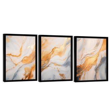 Imagem de Conjunto De Quadros Trio Abstract Orange Gold -- Br Artes