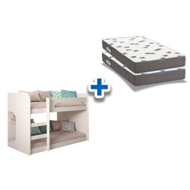 Imagem de Colchão D33 Ortobom (2Un) + Beliche Ema Branco
