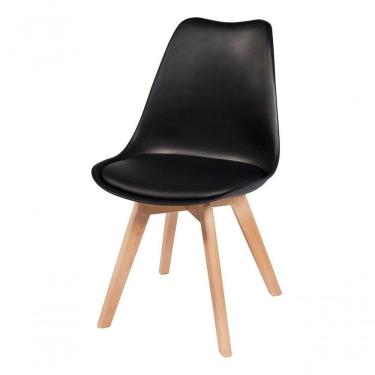 Imagem de Cadeira Leda Preta - Charles Eames Wood Com Almofada