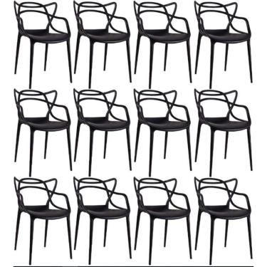 Imagem de Kit com 12 Cadeiras Allegras Resistente UV Moderna Jardim Preta