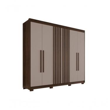 Imagem de Guarda Roupa Casal Ripado Com 6 Portas E 6 Gavetas Granada - Salleto Savana/off White