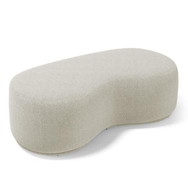 Imagem de Puff Decorativo Living Aisha Orgânico 02 Lugares Bouclê Bege - Abmaza