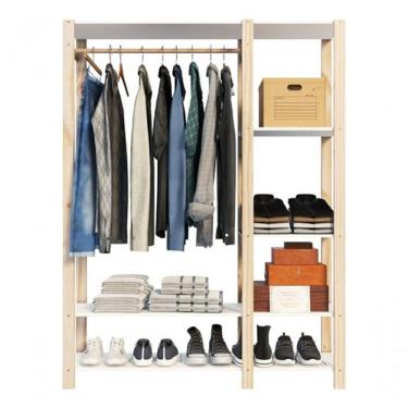 Imagem de Estante De Madeira Prateleiras Em Mdp Branca Livros E Revistas