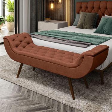 Imagem de Recamier Puff Estofado Queen 160 Cm Drusa Veludo Terracota