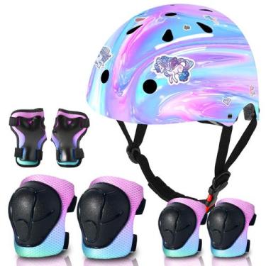 Imagem de Capacete de bicicleta ETEETOW ajustável em gradiente de cor para crian