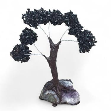 Imagem de Árvore Pedra Turmalina Negra com Base Drusa Ametista 17 cm - flash
