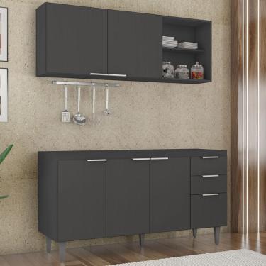 Imagem de Armário De Cozinha Cp01 Para Pia 150cm Pérola Z34 Preto - Mpozenato