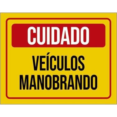 Imagem de Kit 5 Placa Acm Cuidado Veículos Manobrando Amarela 18X23 - Sinalizo