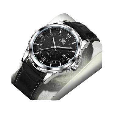 Imagem de Opk-relógio masculino de quartzo, pulseira de couro confortável, imper