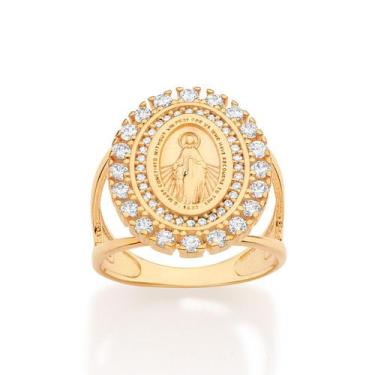 Imagem de Maxi Anel Oval N.S. Das Graças Com Zircônias Rommanel 513640 Tamanho:1