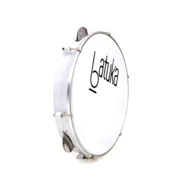 Imagem de Pandeiro Luen 10 Pele Leitosa Batuka Corpo ABS Platinelas Inox, Branco