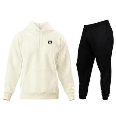 Imagem de Conjunto de Moletom Blusa + Calça Masculino Estampado Estilo Casual Esportes Frio-Masculino