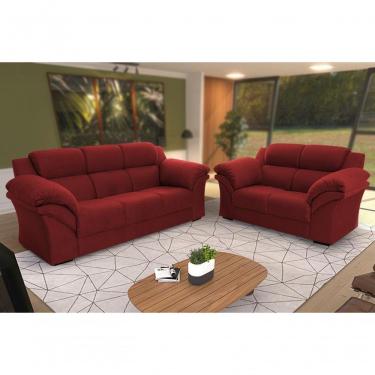 Imagem de Conjunto Sofá Windsor Velut Vermelho 3 E 2 Lugares 2,04m E 1,59m - King House