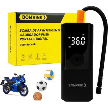Imagem de Compressor de Ar Portátil 12V Digital Bomvink com LED e Power Bank Cal