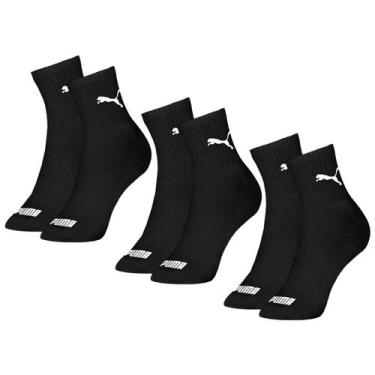 Imagem de Kit Com 3 Pares de Meias Cano Médio Algodão Puma, Preto, 34/38