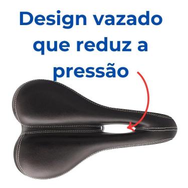 Imagem de Selim Bike Banco Mtb Vazado Conforte Com Carrinho Preto-Unissex
