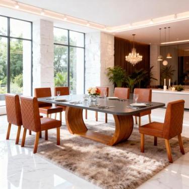 Imagem de Sala de Jantar 220x110 Stone 8 Cadeiras Yara Bom Pastor