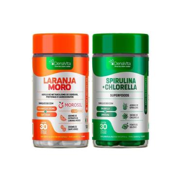 Imagem de Kit Extrato Laranja Moro com Picolinato de Cromo, Café Verde 3x1 e Spirulina com Chlore...