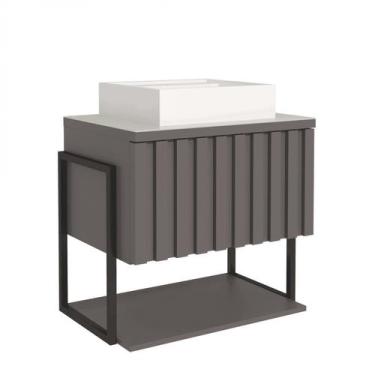 Imagem de Gabinete para Banheiro Suspenso com Cuba 65cm Mdf Titanium Helsing Mgm